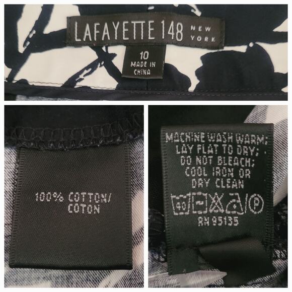 Lafayette 148 New York Sz 10 Midnight Blue Floral Capri Pants Work Office Casual - Picture 6 of 10